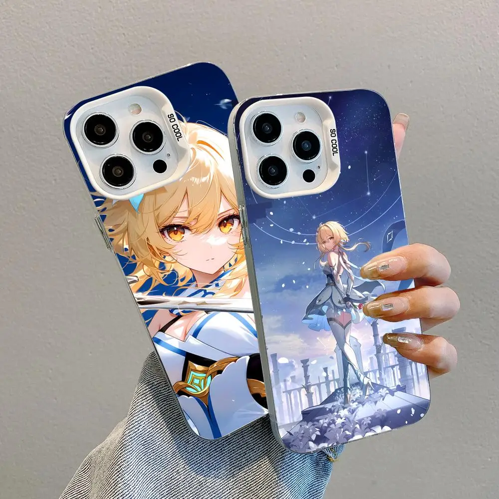 

Game GI Lumine White Translucent Mobile Phone Case for iPhone 17 16 15 14 13 12 11 X XR XS 8 7 Air Pro Max Plus Colorful Cover