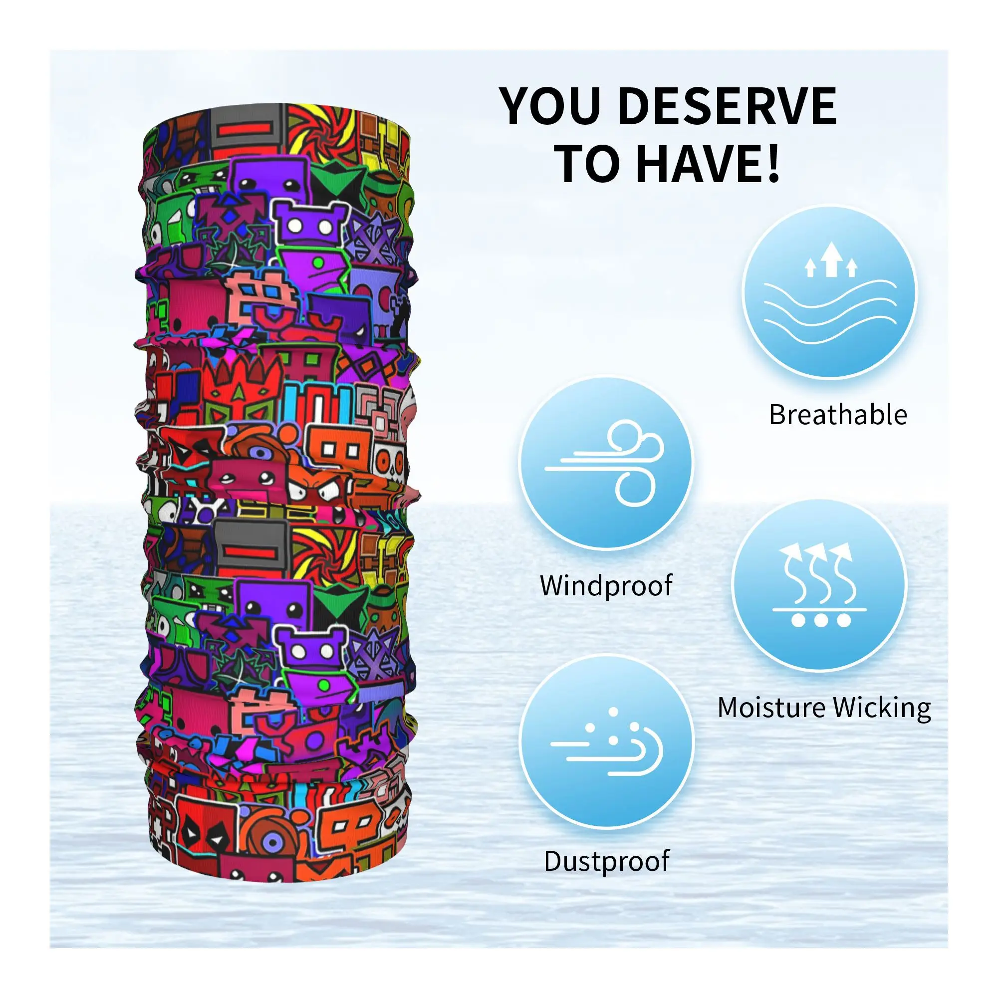 Videogame Geometry Dash Bandana Halsbeenkap Gedrukt Masker Sjaal Warme Fietssjaal Wandelen Vissen Unisex Volwassen Winddicht