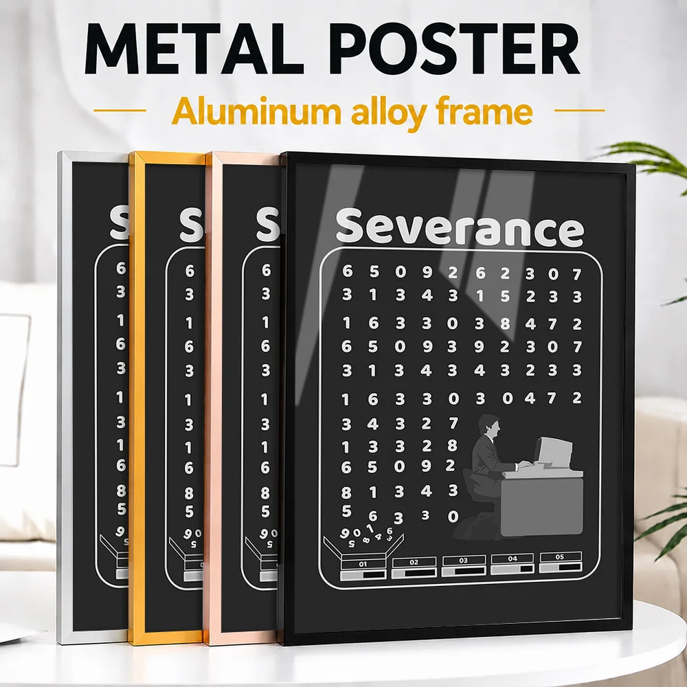 Severance Computer Numbers Framed Metal Poster Personalized Photo Prestige Screen Style Wall Art For Den Premium Collector Gift