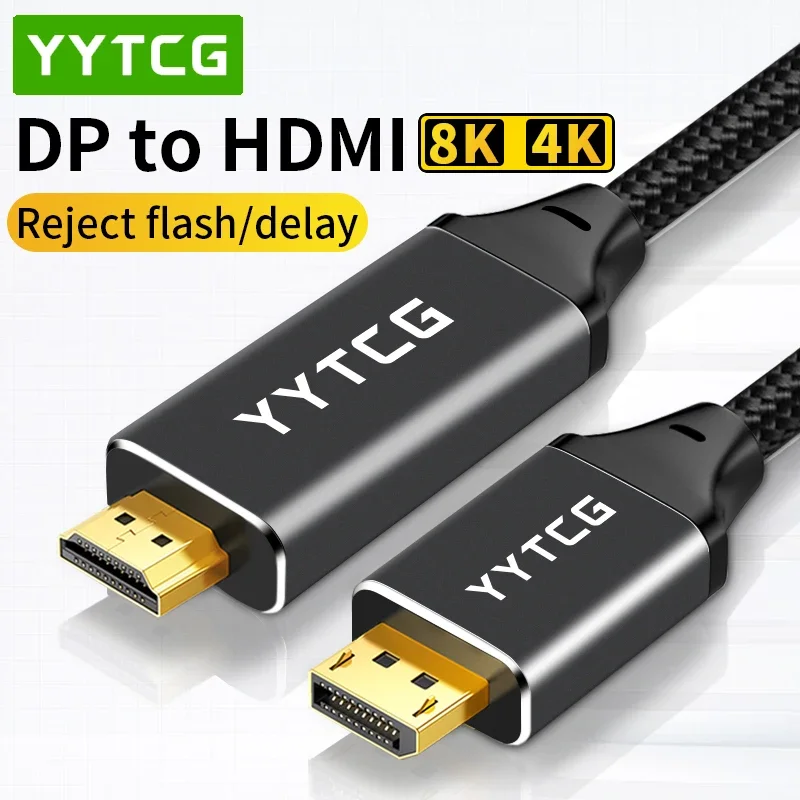 YYTCG 8K HDMI 2.1 Cable For Monitor Projector Laptop 8K 4K DP Cable 144Hz Display Port to DP 1.4 Cable 8K 60Hz 4K 144Hz 2K 165Hz