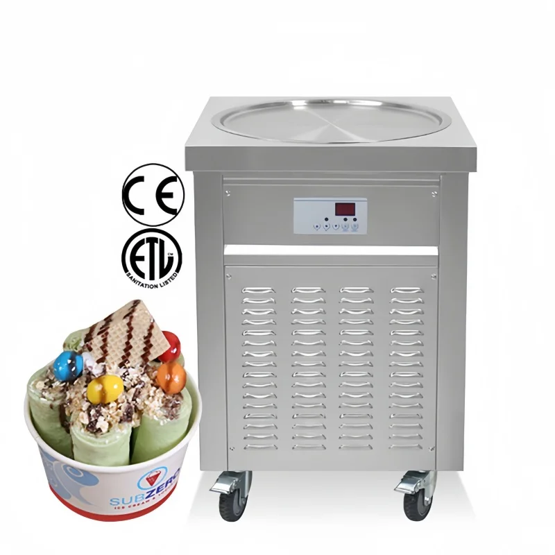 Singolo Rotondo Singolo Quadrato Pan Rotolo 50*50 Macchina Per Il Gelato In Acciaio Inox Fritto Commerciale Arrotolato Cold Pan Yogurtiera
