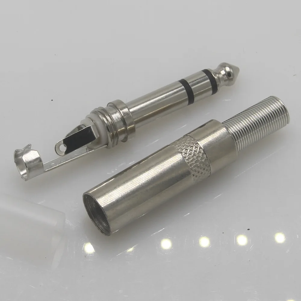 Conector de microfone Jack, estéreo, 3Pin, 6,5mm, 1/4, 10pcs, Lot