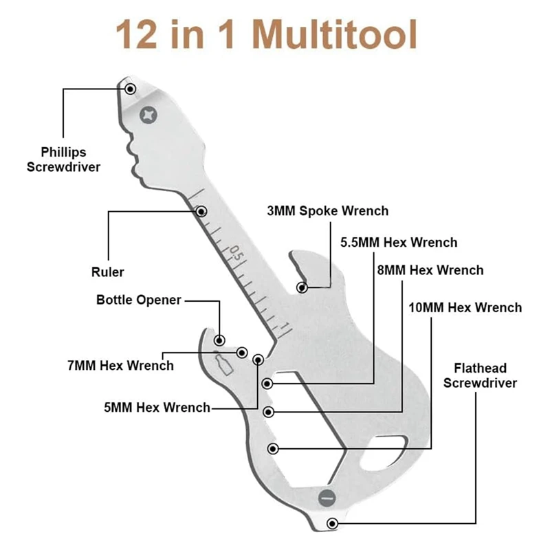 12 In 1 Keychain Multi-Tool, Mini EDC Tool Gear Bottle Opener Screwdriver For Camping Survival Easy To Use