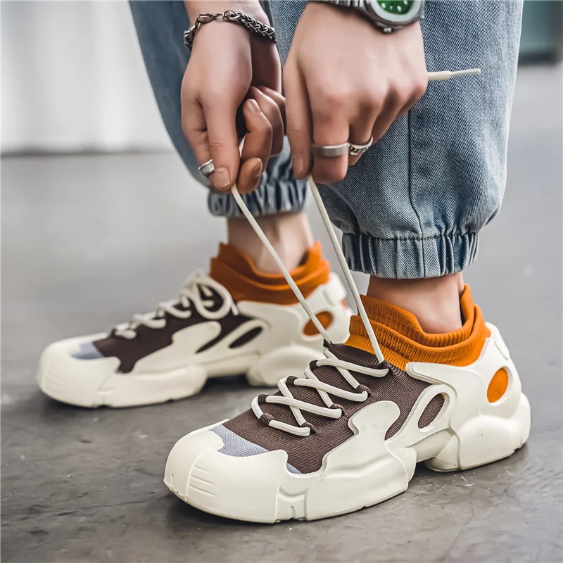 Fashion Knit Socks Sneakers Men Breathbale Socks Trainers Men Casual Flat Sneakers Lightweight Summer Sports Men's Slip-On Shoes