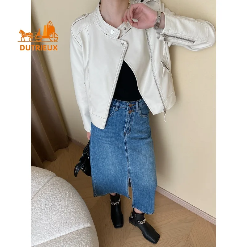 2025 New Spring Autumn Women's Fashion Real Leather Jacket, 100% Genuine Sheepskin, Simple and Motorcycle Coat for Woman