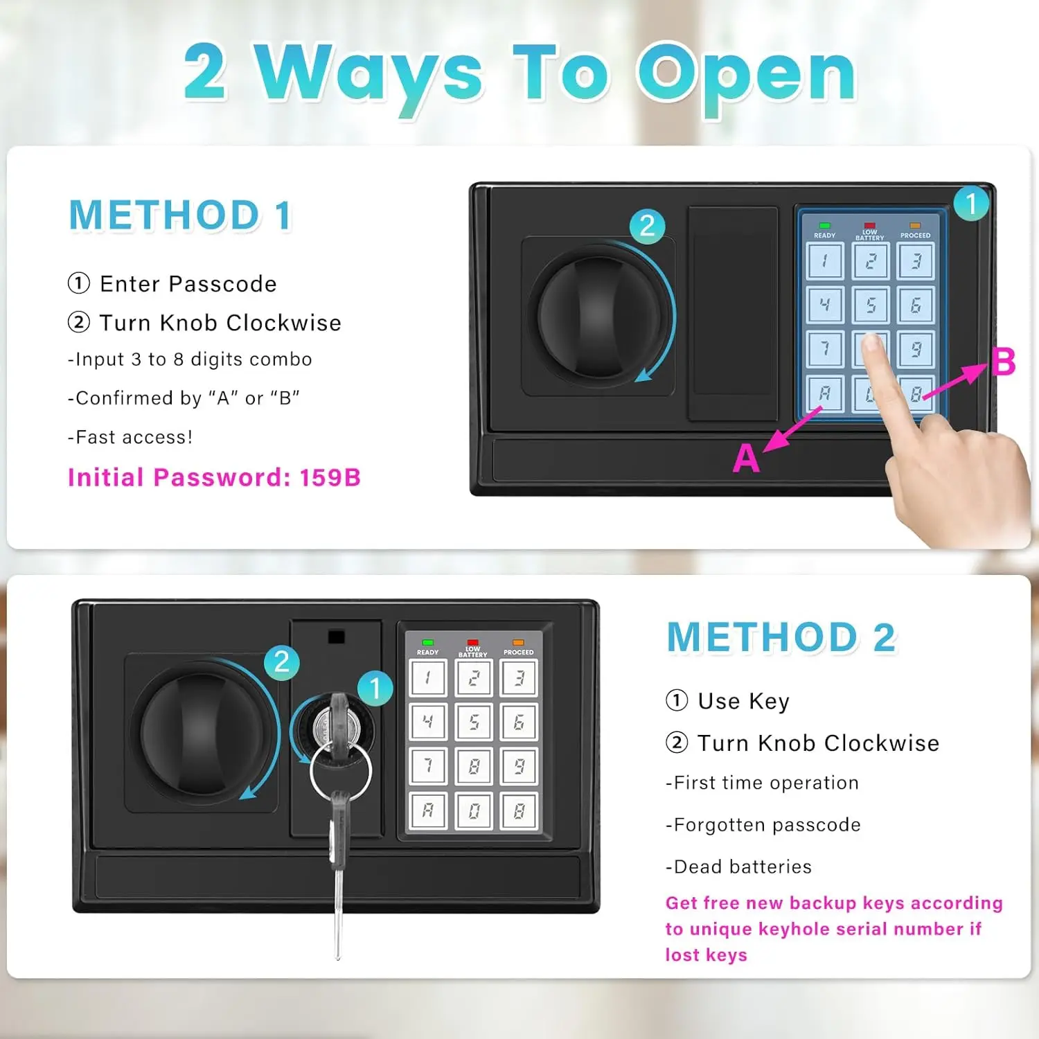 2.7 Cuft Safe Box, Home Safe with Fireproof Waterproof Bag, Anti-Theft Digital Security Lock Box with Smart Alert System, Remova