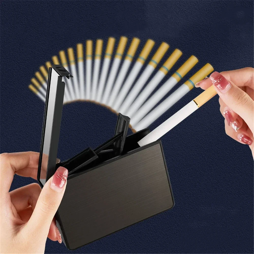 Portable Automatic Cigarette Case Waterproof Metal Cigarette Box 20pcs Capacity Cigarette Holder Case Not Lighter Gadget For Men