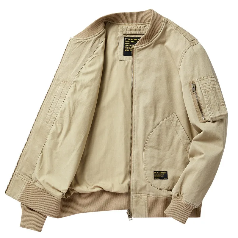 Casual MA1 Pilot Jacket Men's New Autumn Winter Flight Suit Outerwear Baseball Style Cotton Workwear Jacket Breathable Polyester