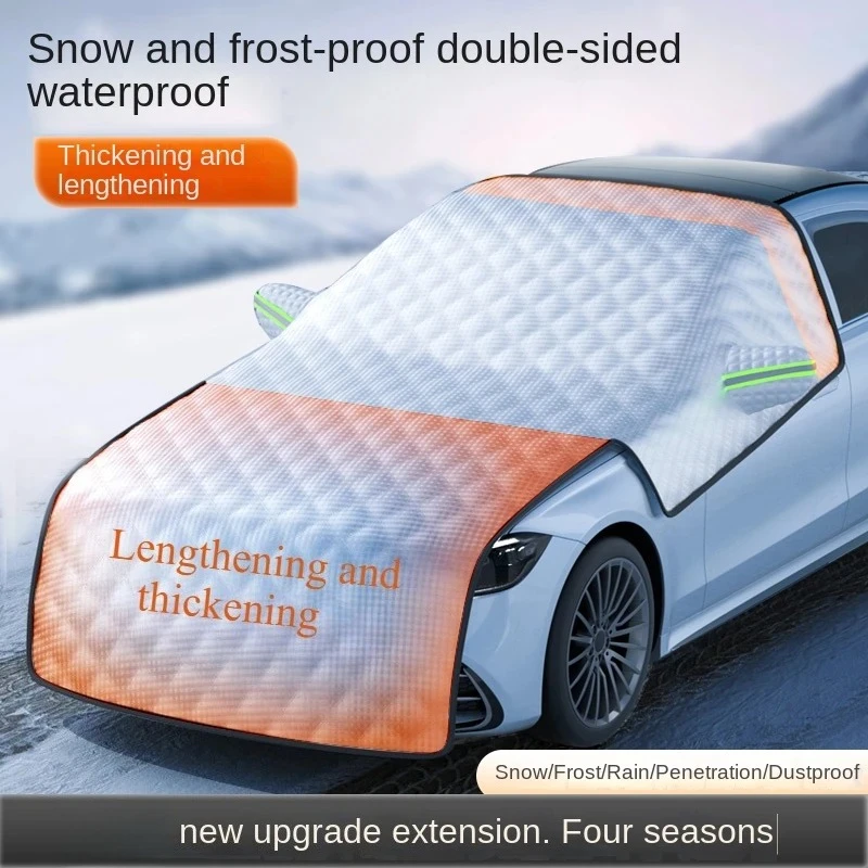 

Car Snow Shield, Sunshade Cover, Front Windshield Protector - Thickened, Extended Design for Winter and Sun Exposure