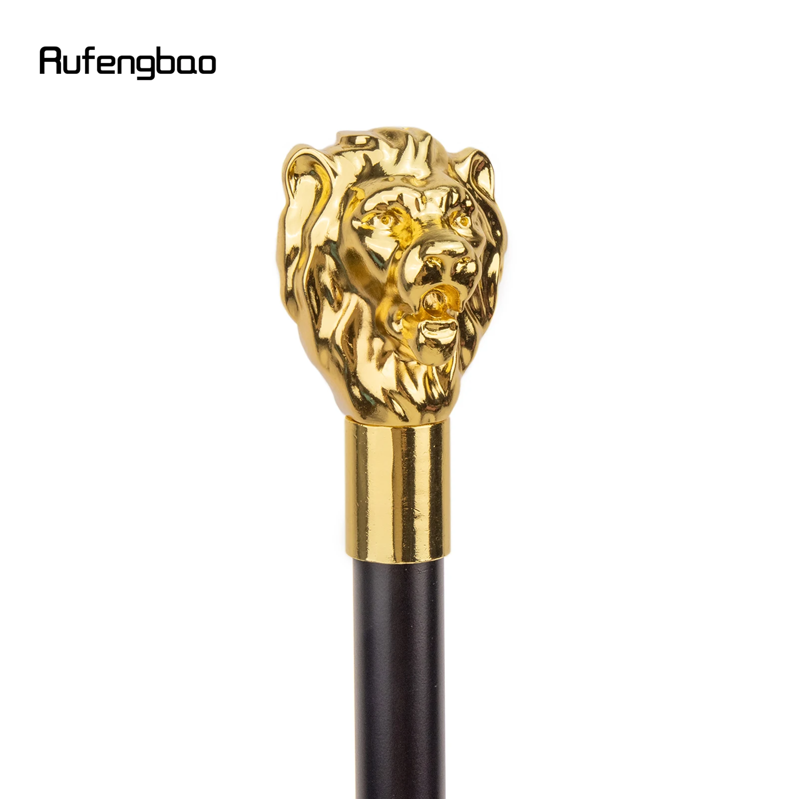 Gold Luxury Lion Head Handle Walking Stick with Hidden Plate Self Defense Fashion Cane Plate Cosplay Crosier Stick 93cm