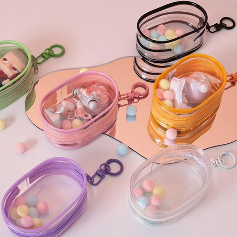 น่ารักการ์ตูนตุ๊กตากระเป๋าเก็บพวงกุญแจ PVC โปร่งใส Mystery Doll Organizer กล่องของขวัญ