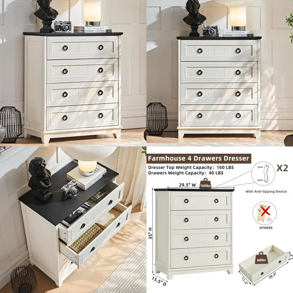 Rustic Wooden 4-Dra…