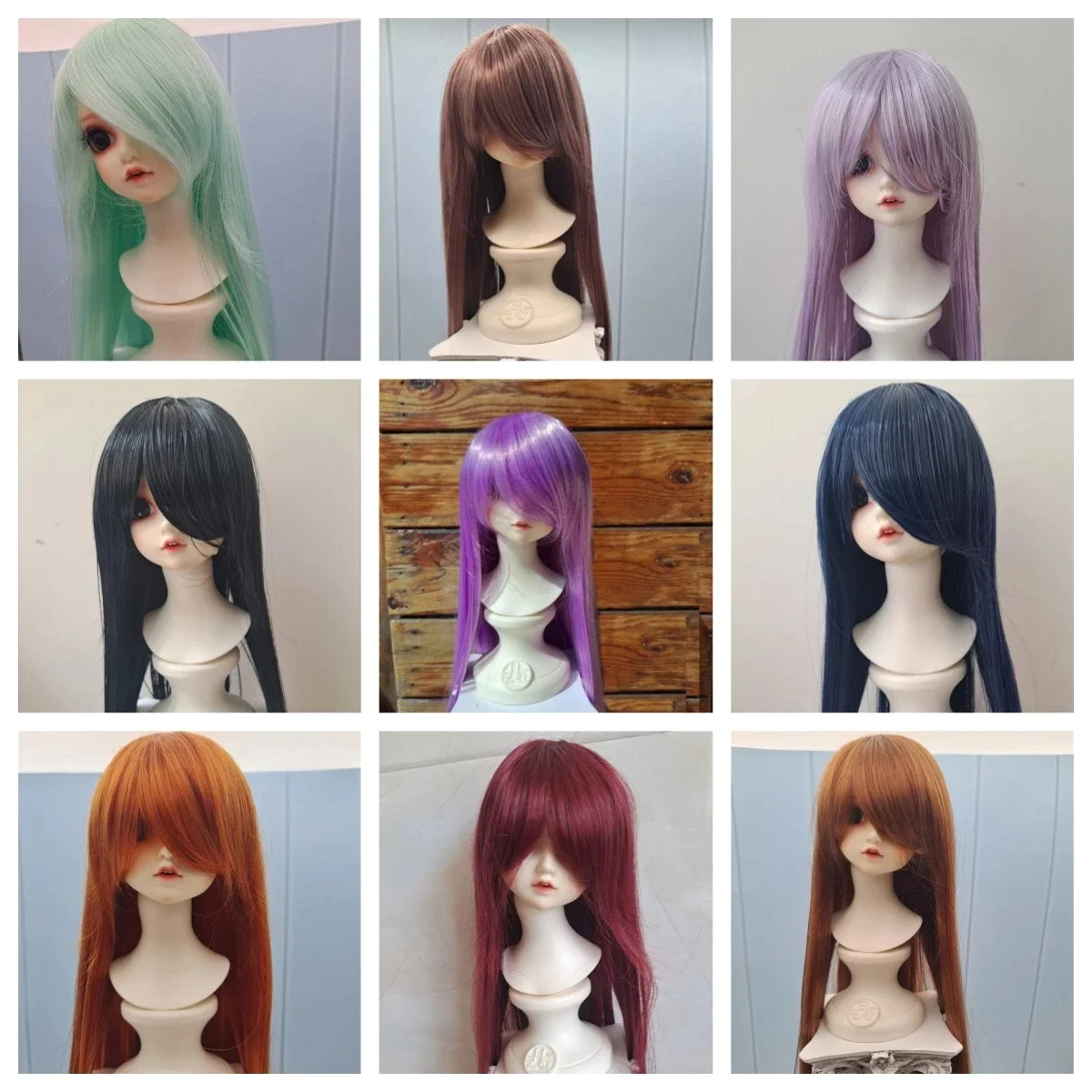 

New 1/3 1/4 1/6 1/8 Doll's Wig for BJD SD Doll Long Hair with Bangs No Trim Girl Toys Gift 60/45/30cm Doll Accessories, No Doll