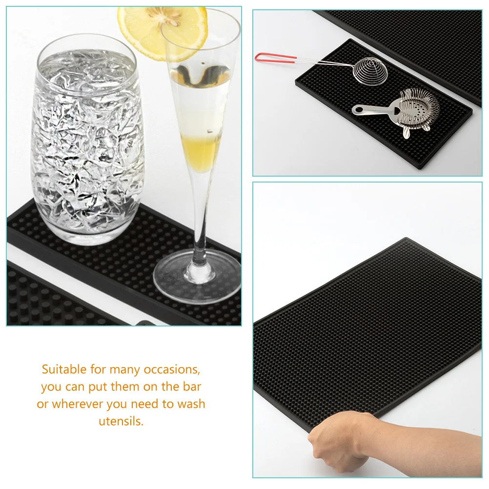 

2pcs Non-Slip Thick Pvc Counter Pad Table Mat Resistant Drying Mat For Kitchen Bar Tableware Drain Cushion