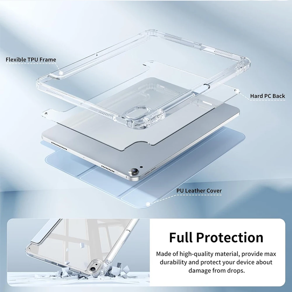Crystal Clear Case For iPad 5 6 7 8 9 10 11 Air 11 13 inch /Mini 6th 7th gen /Pro 11 12.9 (3rd/4th/5th/6th gen) with pen holder image 5