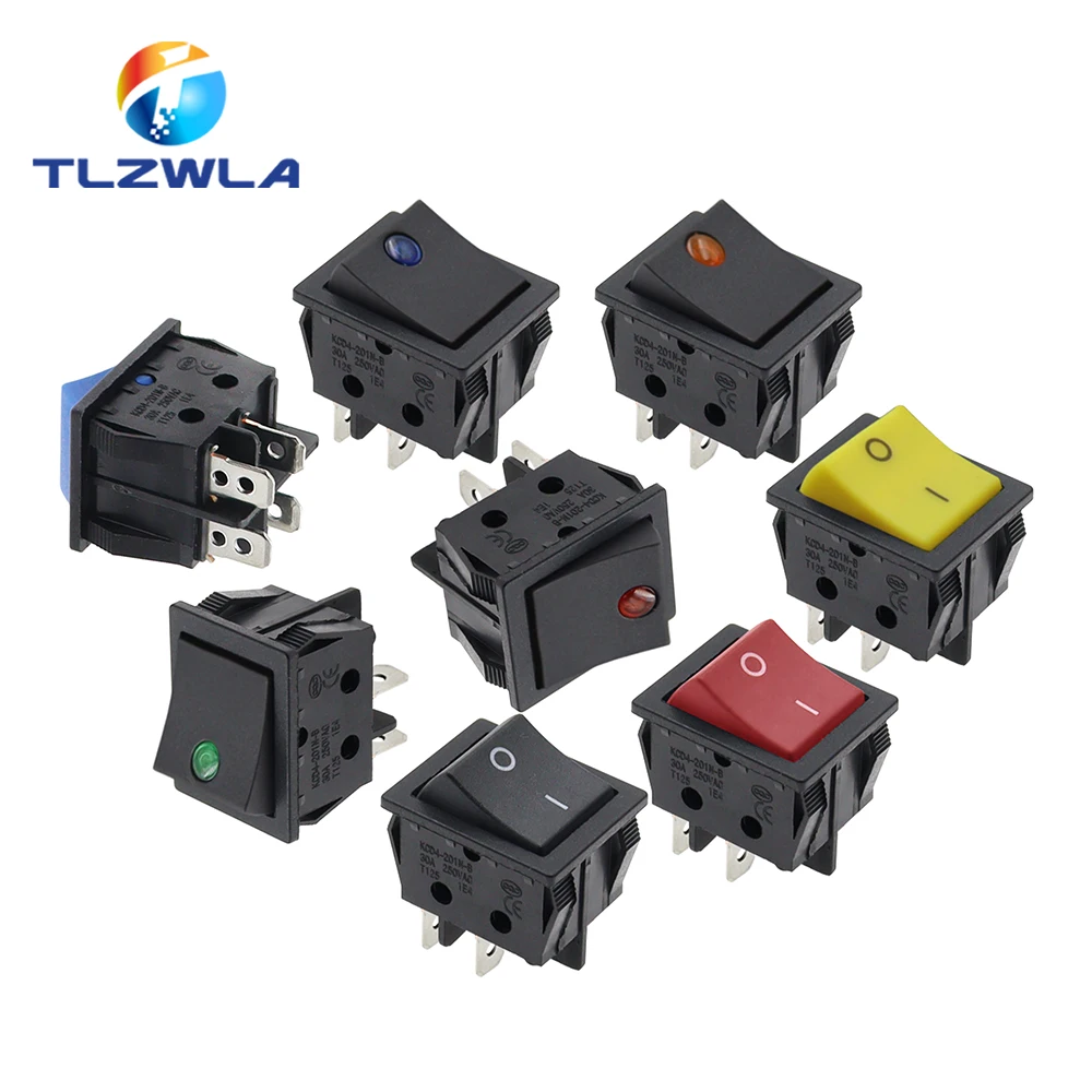 1PCS 30A 250V AC High Current,ON/OFF,Special for Eelding Machine,KCD4,Sterling Silver Point,Rocker Power Button Switches