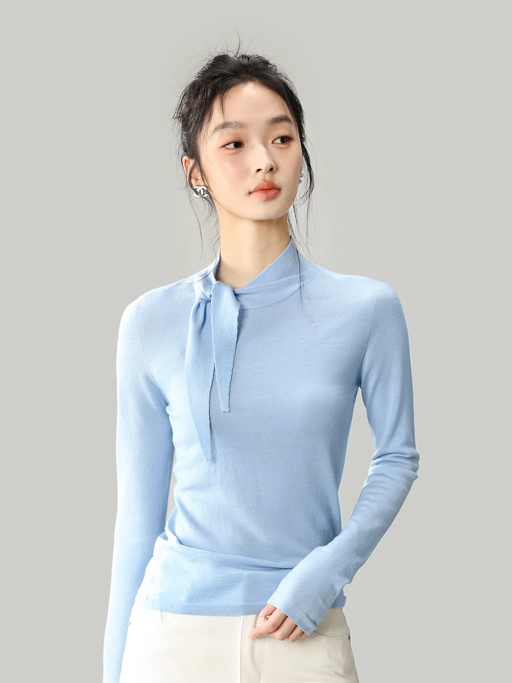 

Ele Woolen Knitted Sweater with Sa Commute Slim Fit Inner irt Netie Design Soft Cotton Wool Spring Women's Faion