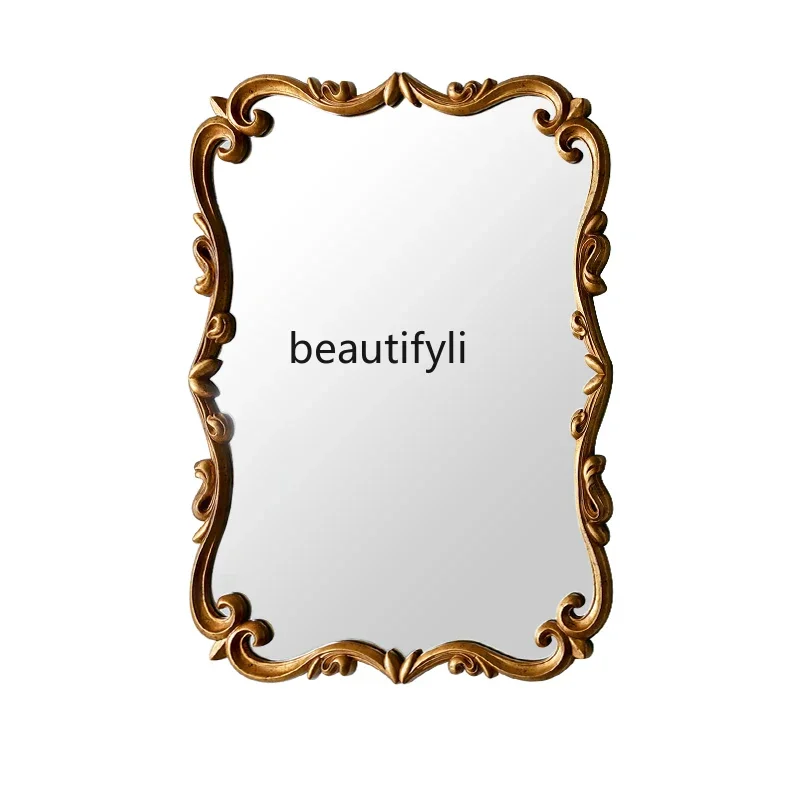 Yy French retro makeup wall-mounted mirror European special-shaped bedroom vanity mirror home bathroom bathroom mirror