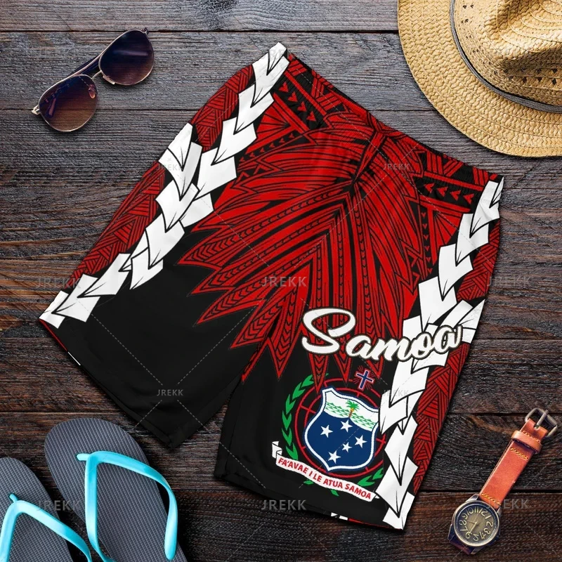 Vintage 3D Samoa Emblem Print Beach Shorts Kid Fashion Streetwear Board Shorts Unisex Cool Swimming Shorts Mens Swimming Trunks