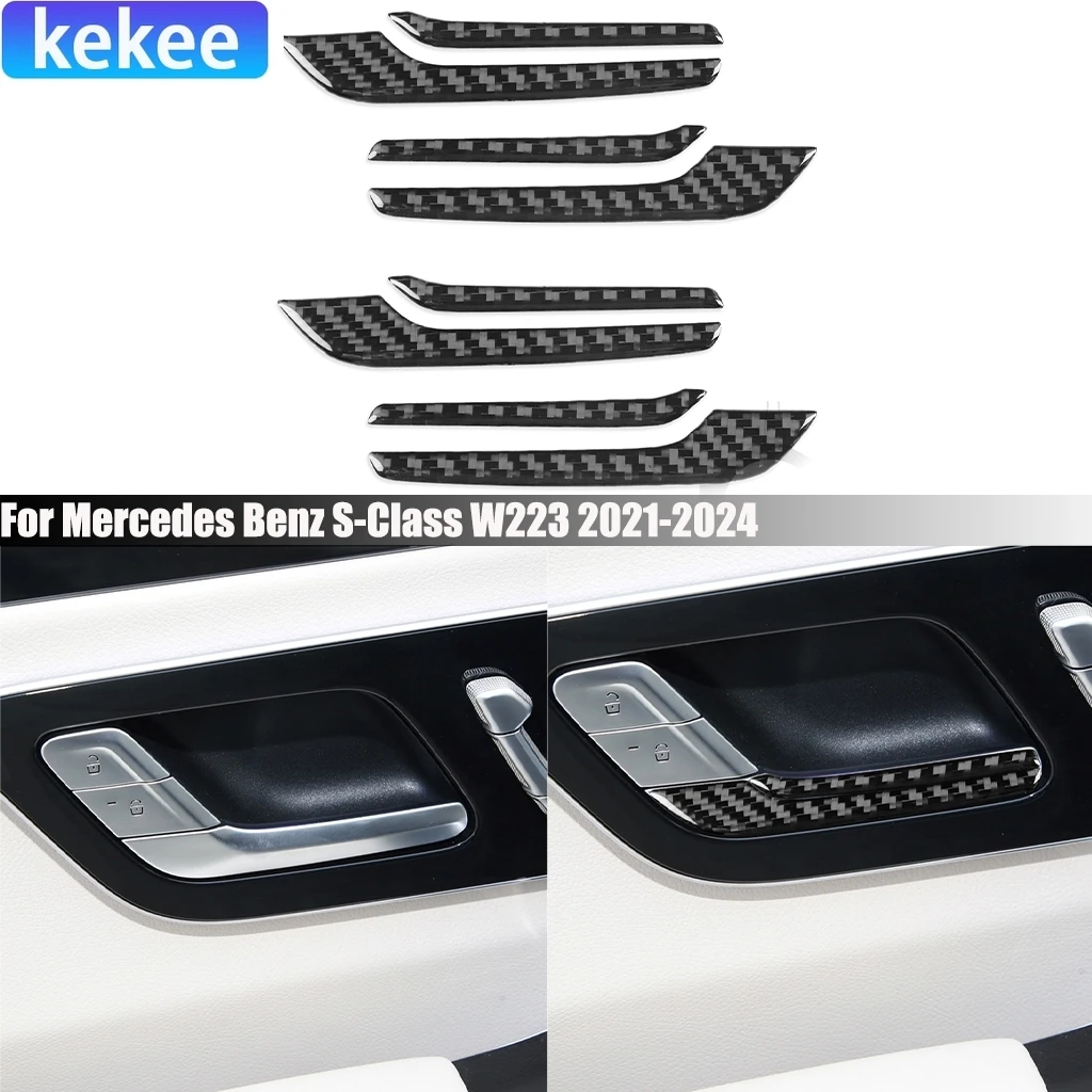 

Carbon Fiber Door Handle Decorative Cover Sticker Car Accessories Interior Trim For Mercedes Benz Maybach S-Class W223 2021-2024