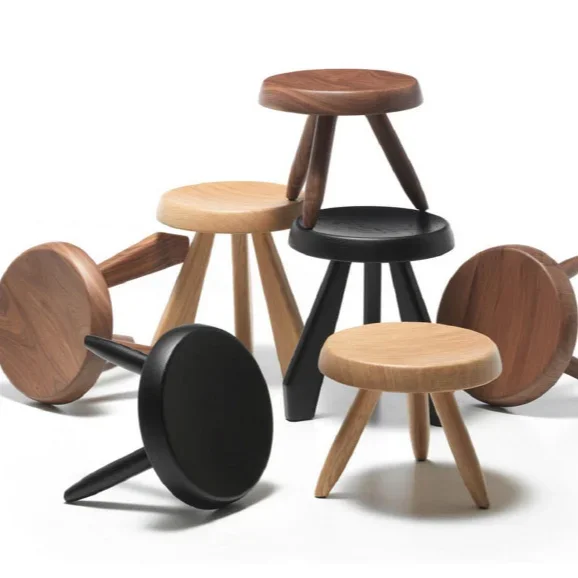 High Quality Stool Chair Modern Round Ottoman Stool Charlotte Perriand Tabouret Meribel Stool