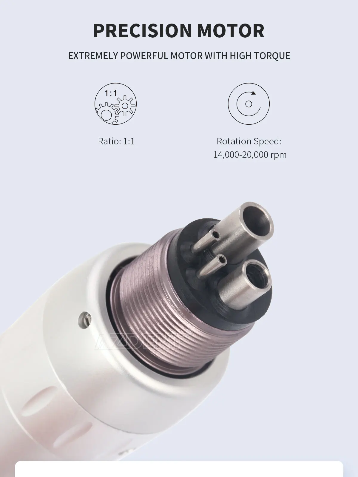 AZDENT Dental-Handstück mit niedriger Geschwindigkeit, Winkelstück, interner Wasserspray-Druckknopf, 4 Löcher, Luftmotor, Zahnmedizin-Werkzeug, Instrument – Detail 12