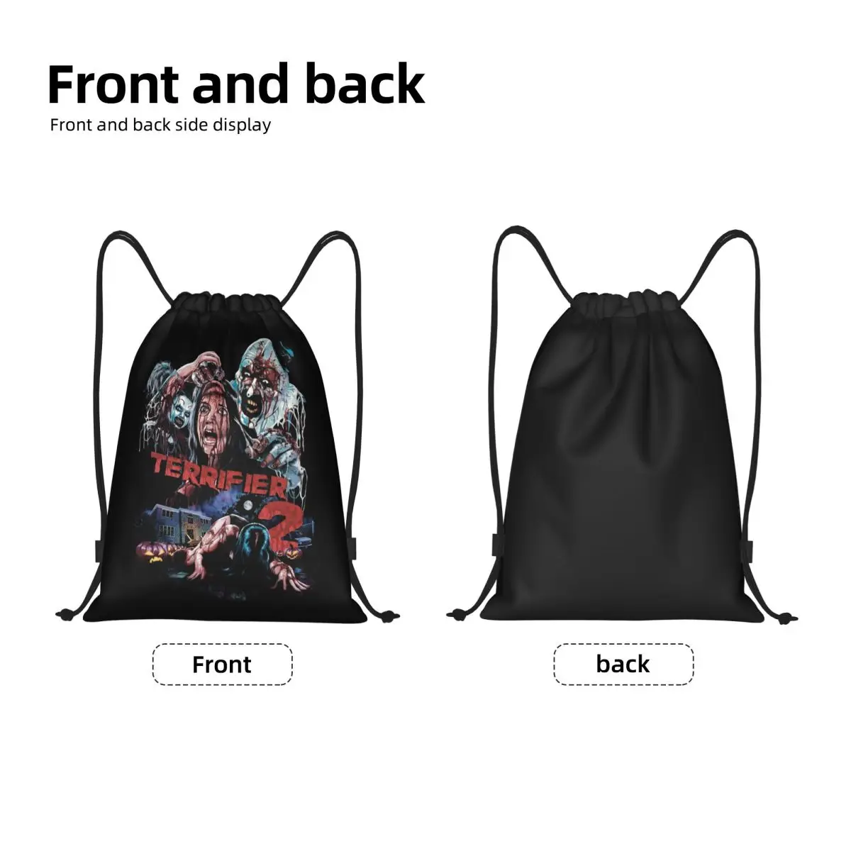 Custom Terrifiers Halloween Horror Movie Drawstring Backpack Bags Women Men Lightweight Gym Sports Sackpack Sacks for Traveling
