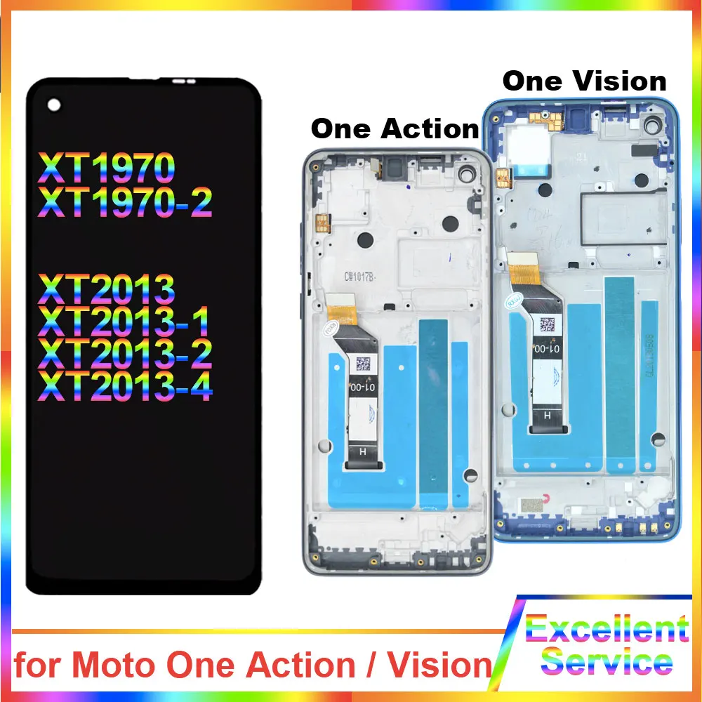 AMOLED LCD for Motorola Moto One Action XT2013 LCD Display Touch Screen Digitizer for Moto One Vision LCD Replacement With Frame