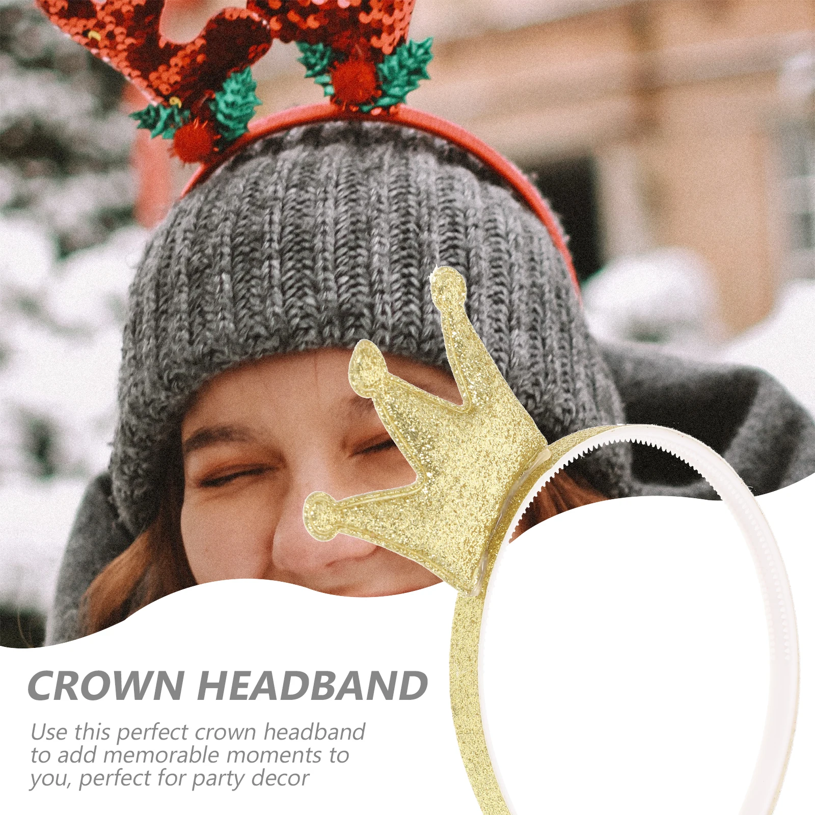 

2Pcs Golden Headb Crown Hair Accessories for Girls Lightweight Party Holiday Costumes Christmas Carnivals Cosplay