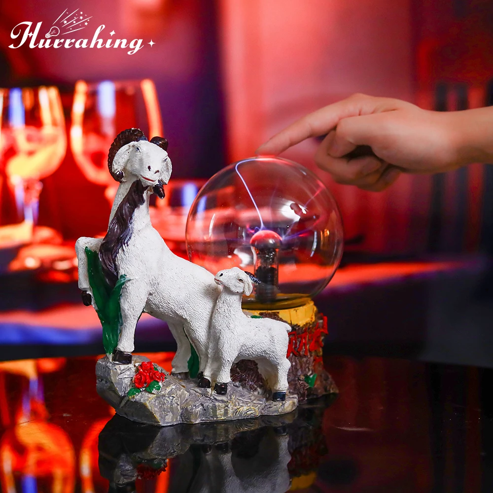 

Goat Crystal Plasma Light 5 Inch Glass Ball Touch Sensing Science Enlightenment Cool Interior Desk Decoration Ornament