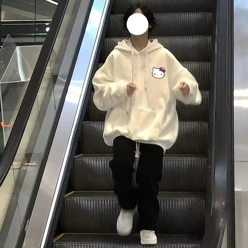 2025 الجميع الدافئة Y2K نمط المرأة هوديي لطيف سانريو مرحبا كيتي البلوز موضة Harajuku شارع العليا هوديي كبير #3