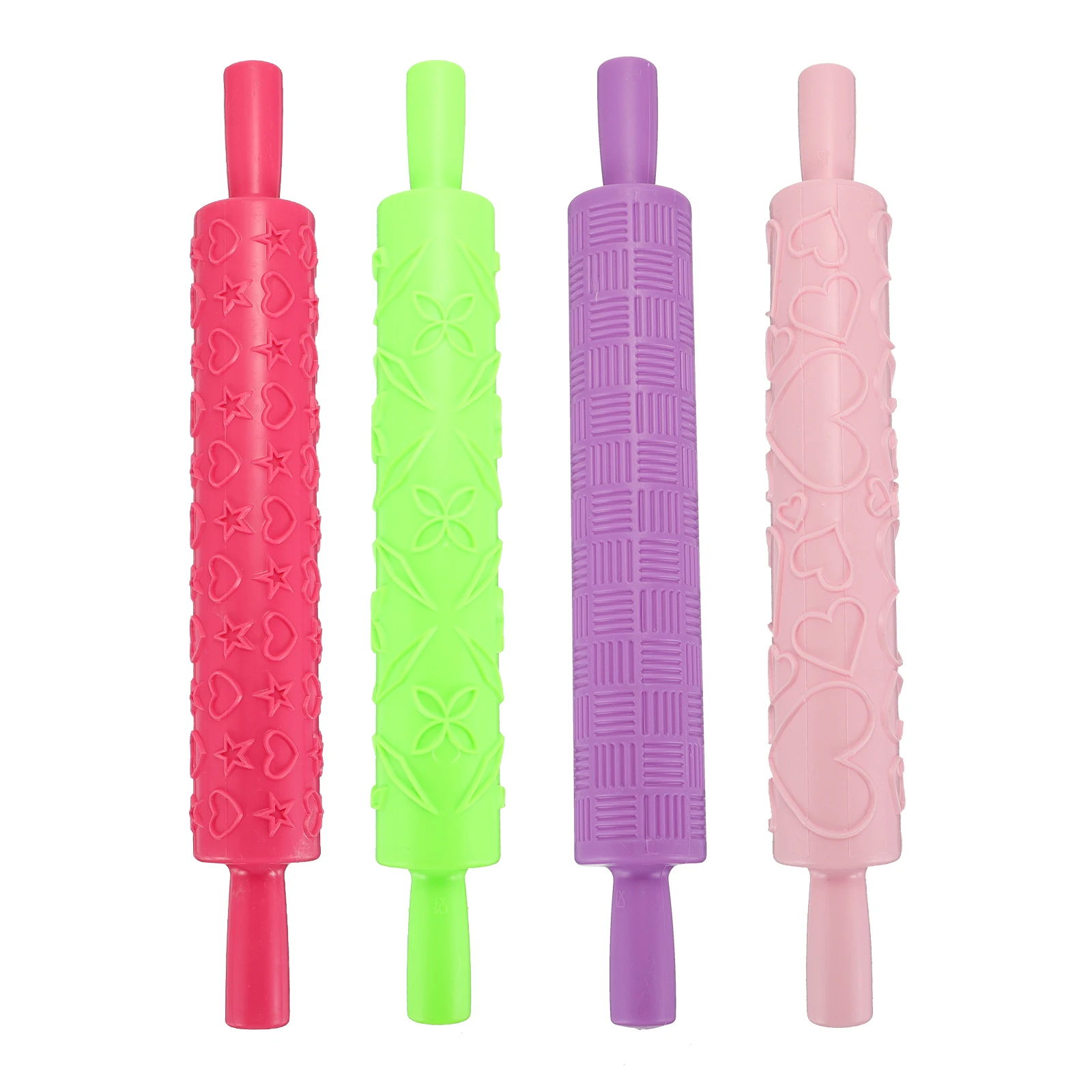 

4Pcs Wide Length Even Textured Plastic Embossed Rolling Pin Baking Pastry Tools For Cookies Pizza Noodle Kitchen Roller