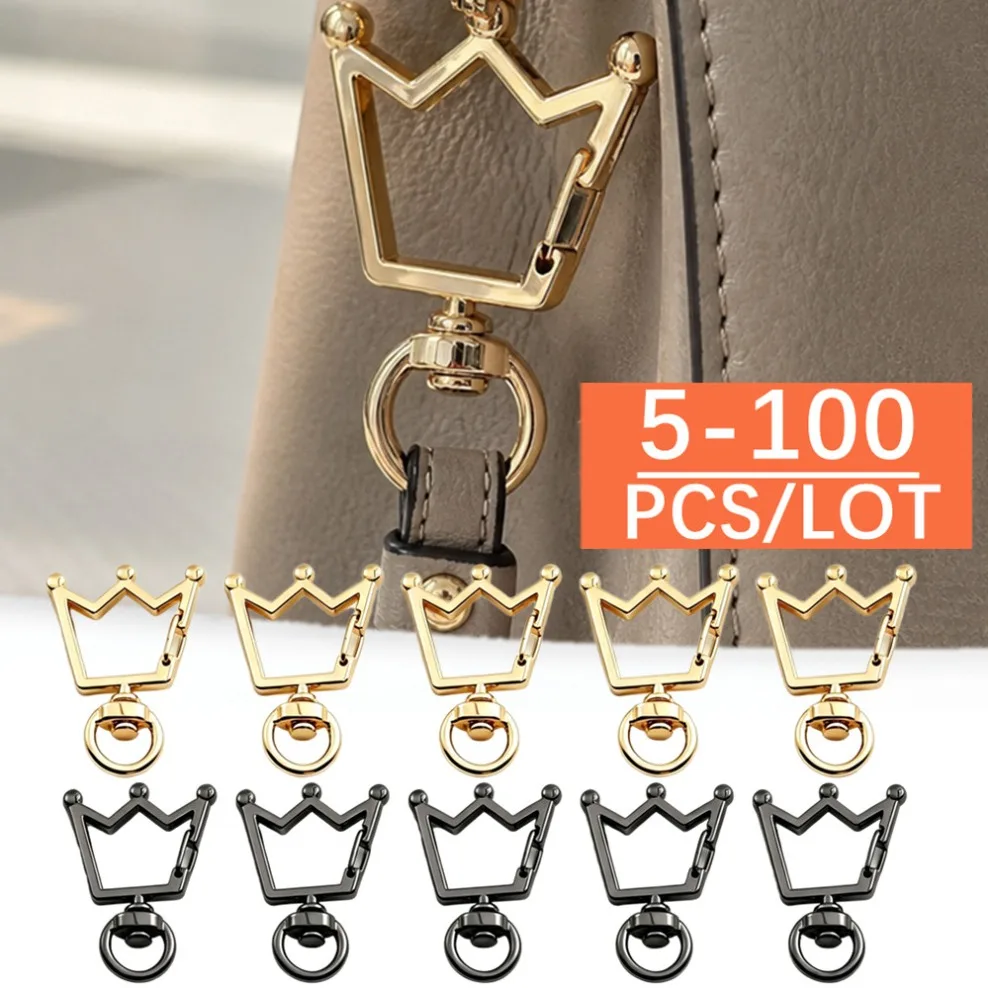5-100Pcs 36x9mm Crown Clasps Alloy Painting Keychain Spring Clasps For Diy Handmade Jewelry Making Accessories