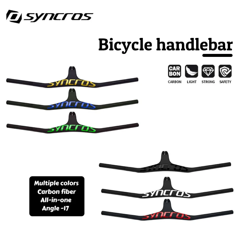 

Интегрированный руль-вынос Syncros из карбона, разноцветный, для MTB -17 ° Запчасти для горных велосипедов 680-800 мм