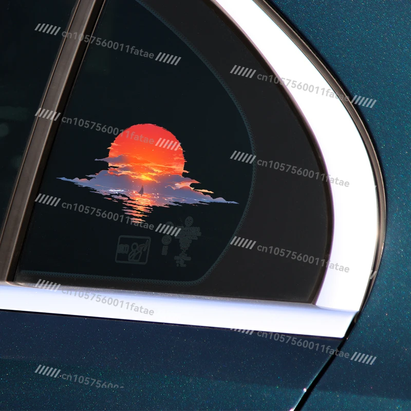 Creative Retro Wind Sunset Sunset Triangular Window Body Car Sticker Waterproof Reflective Car Sticker