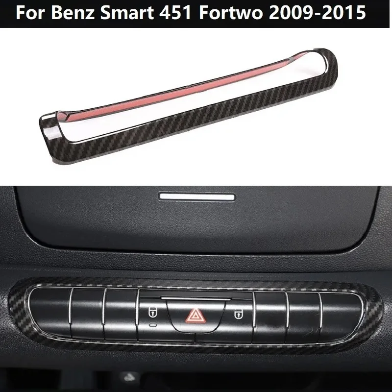 

For Benz Smart 451 Fortwo 2009-2015 Central Door Lock Switch Frame Cover Trim ABS Carbon Fiber Car Styling Interior Accessories