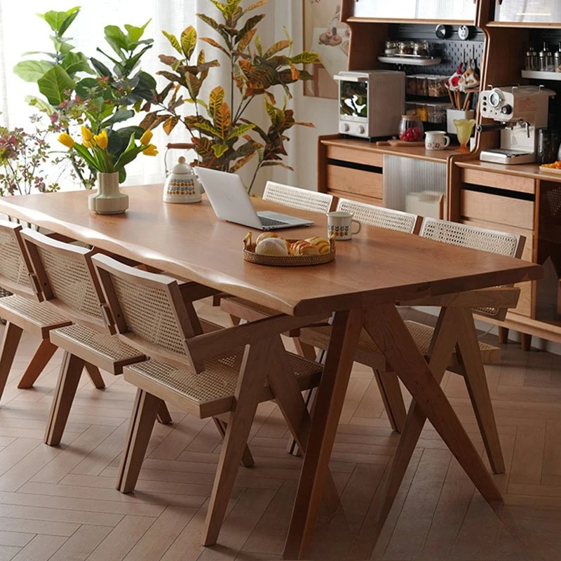 Solid wood dining table apartment long large board table multi-person party