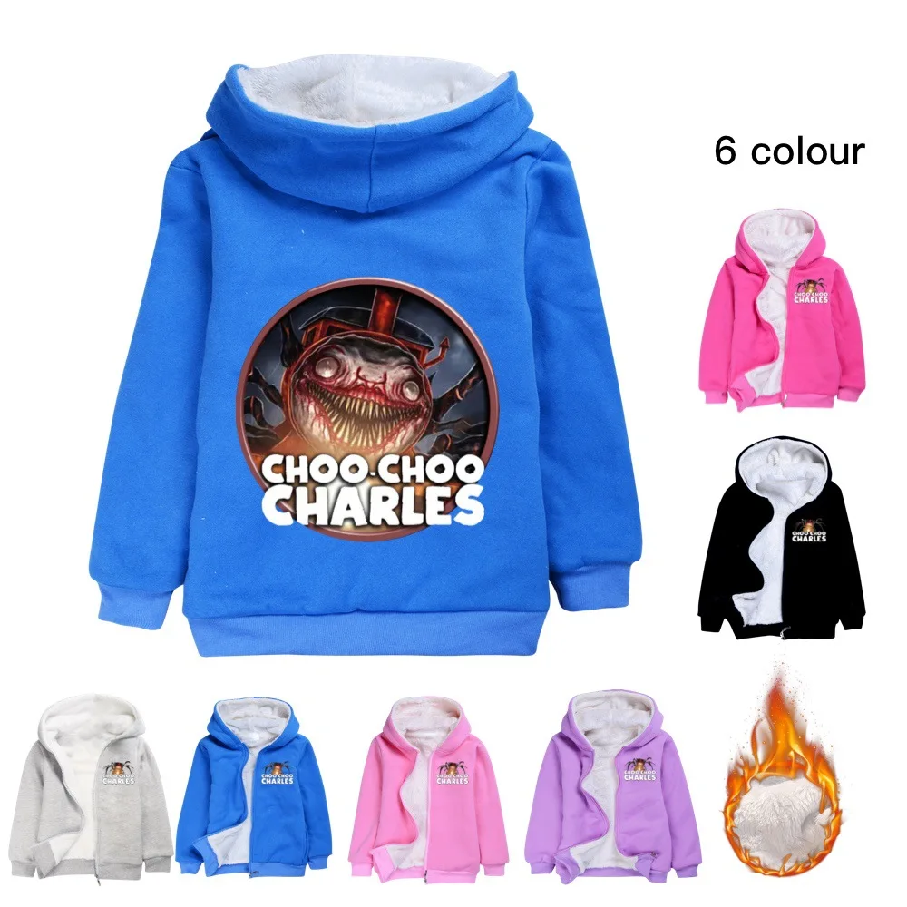 Choo Choo Charles Winter Hooded Sweater Warm Zipper Jacket for Kids Boy Girl