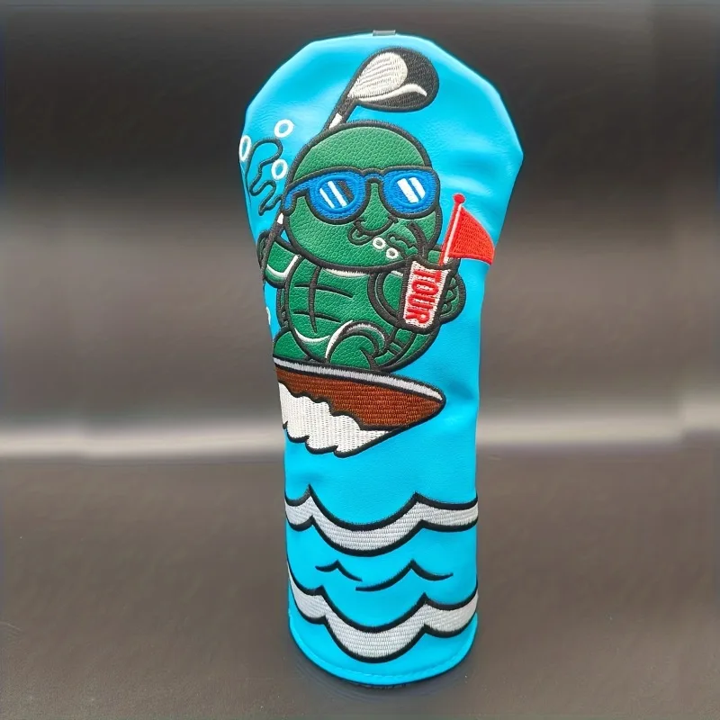 Turtle and Ocean Design Blue Golf Club Head Cover - Durable, Elastic Closure, Fashionable Golf Club Protective Cover