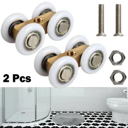 Door Hardware Roller Bathroom 4.4cmx2.2cm Adjustable Copper Four-wheel Hanging Glass Pulley Sliding Door Roller