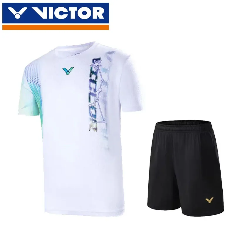 

VICTOR Victory Badminton Uniform Men's T-shirts Shorts Suits Sportswear Competition Tennis Shirt Table Tennis Clothes Women's