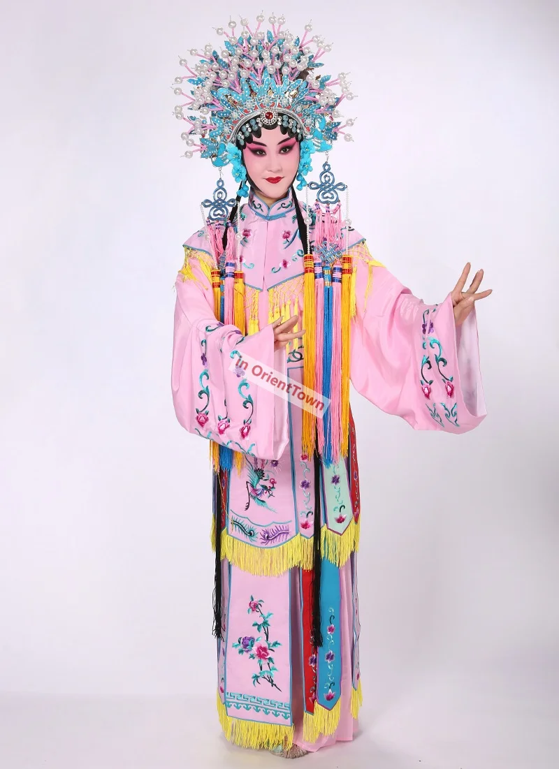Drama Imperial Concubine Beijing Opera Stage Costume Drunk Lady Role Colorful Palace Outfit Queen Princess Golden Leaf Clothing