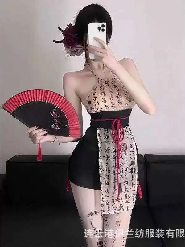 New Elegant Sweet Dancer Role Playing Uniform Temptation Traditional Gauze Skirt Sexy Hanfu Dress Women's Improve Underwear UD5R