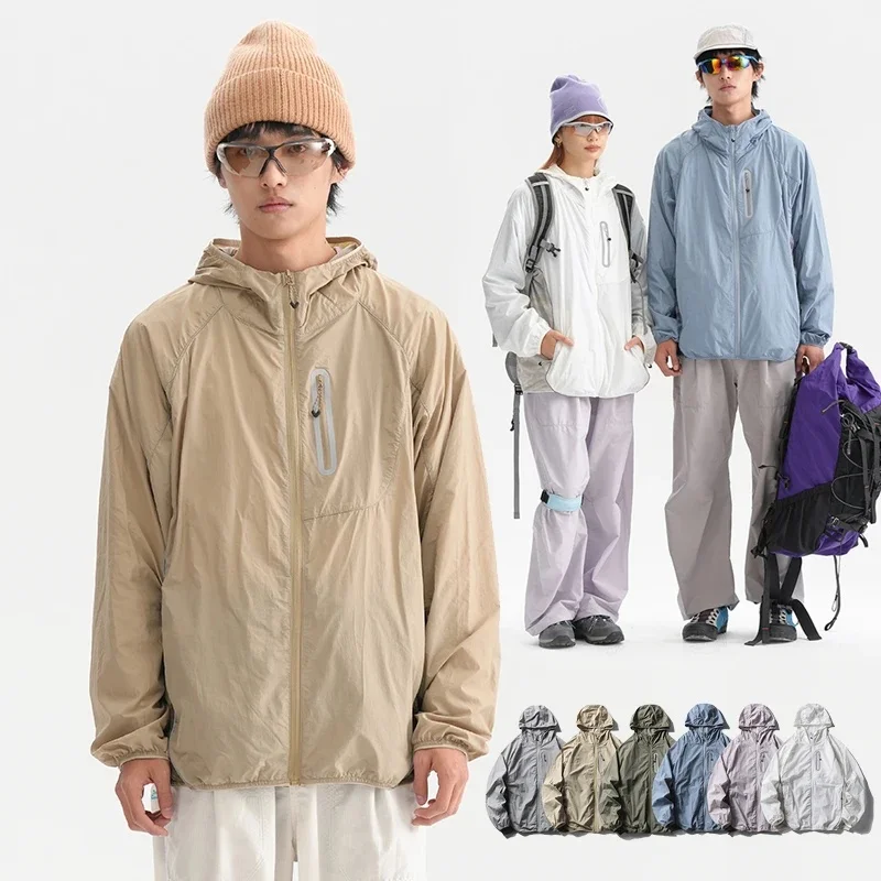 Outdoor Hiking Lightweight Quick Dry Jacket Men Women Loose Casual Sunscreen UV Breathable Track Sport Hooded Jacket Couple Coat