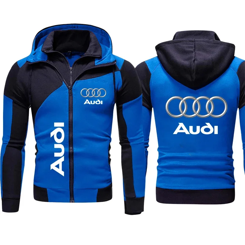 Men\'s Audi Hoodie Jackets Fleece Hooded Sweatshirt Pullover Harajuku Streetwear Cardigan Zipper Hoody Audi Men\'s Clothing Custom