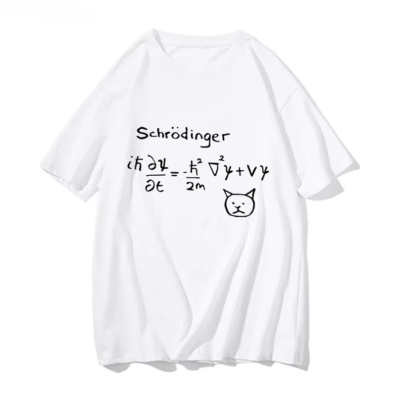 

Fun Schrodinger Cat Quantum Mechanics T-shirt Fashion Comic Comic Man Formula Handsome T-shirt Men's Women T-shirt Funny Clothes