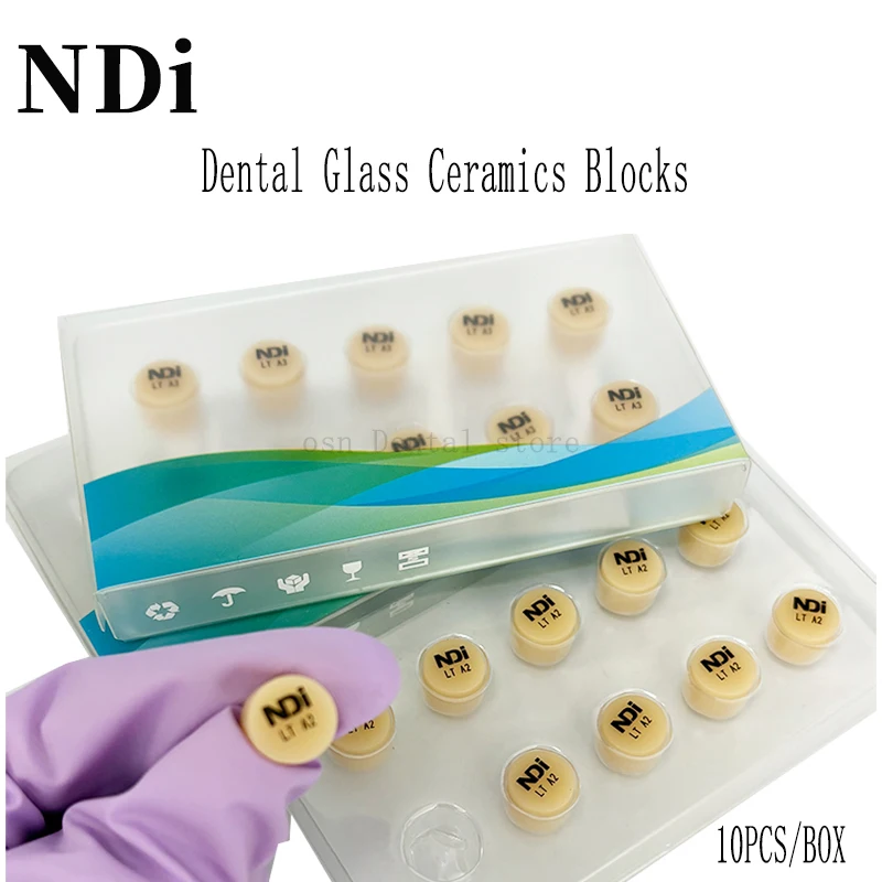 NDI 10Pcs Dental Press Ingots Lithium Disilicate Emax Glass Ceramic HT/LT/MT for Ultra-thin Veneer Dentist Lab Materials