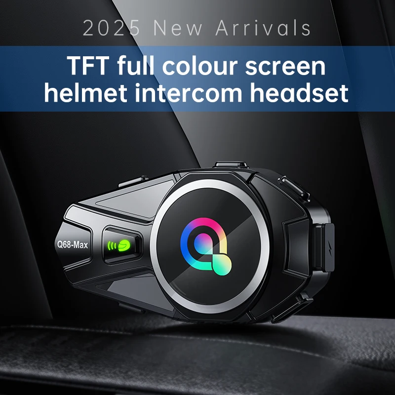 Q68 MAX 500M Intercom Headphones with Fm Radio for 2 Riders