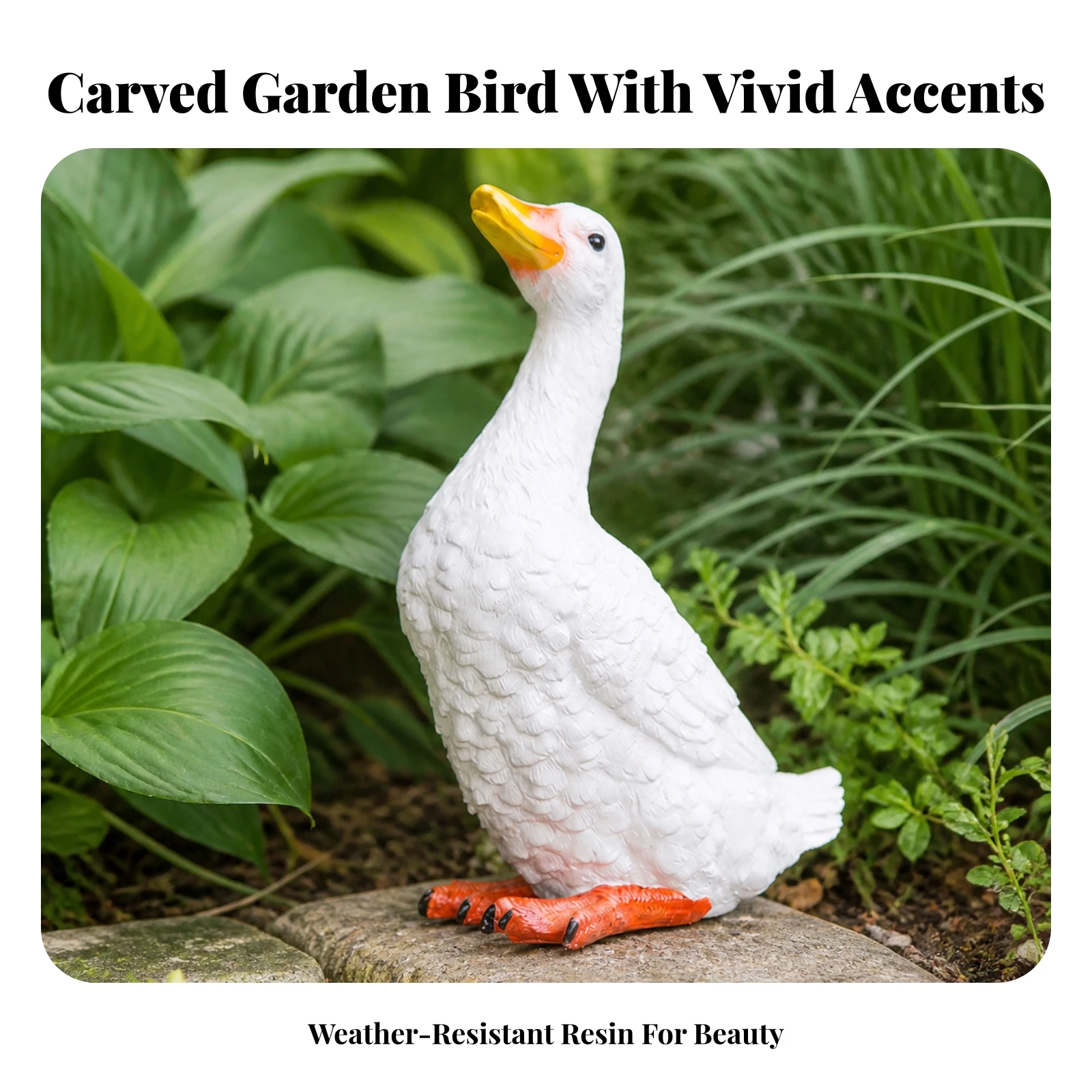 Resin Duck Weatherproof Duck Statue Garden Ornament with Textured Feathers Realistic Resin Goose Lifelike for Gardeners, Lawn