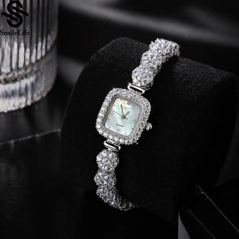 

Smilelife 20.5mm*22.5mm Diamond Women's WristWatch Luxury Jewelry Crystal Japan Quartz 16mm Strap Movement Women Watches